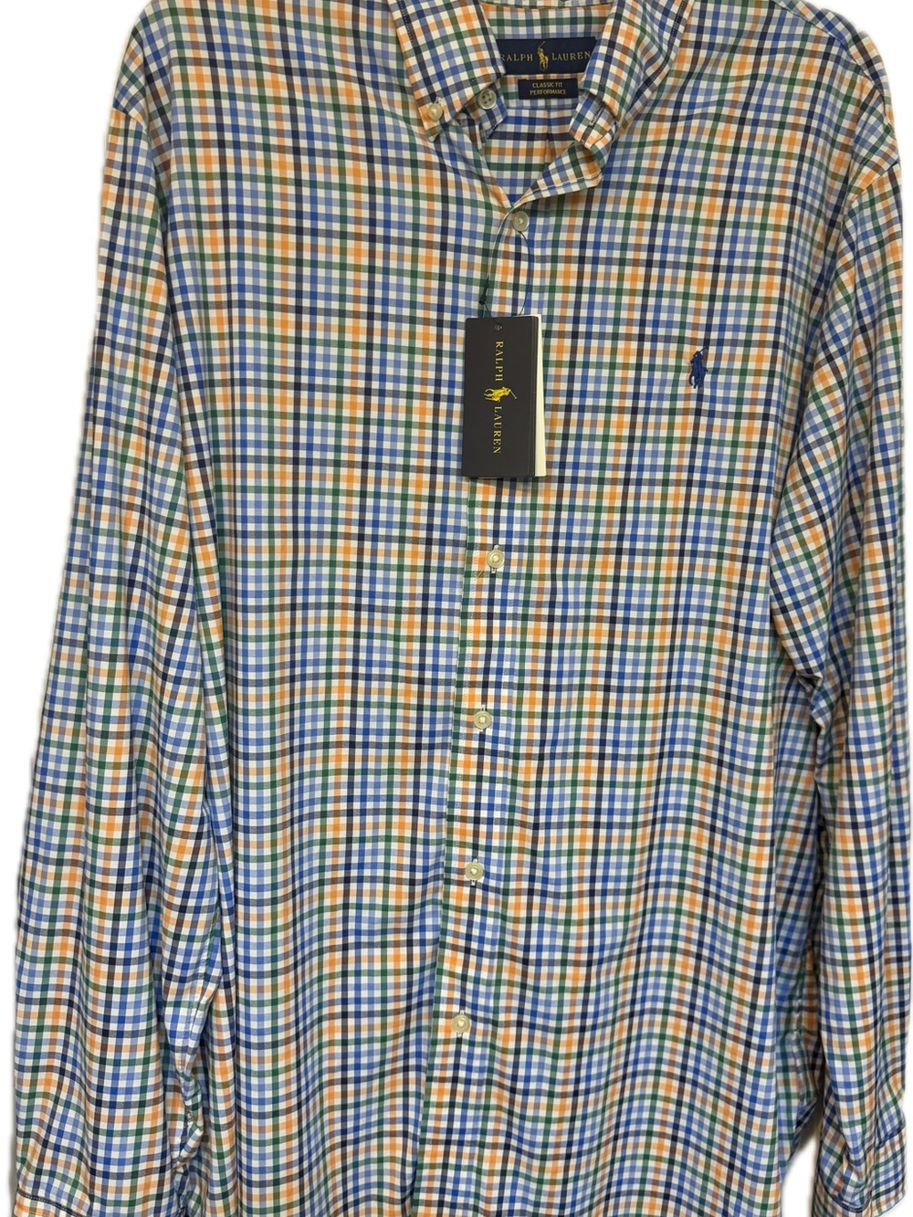 Ralph Lauren Blue, Green & Orange Plaid Button-Down Shirt XL